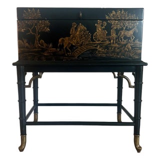 Contemporary Lexington Furniture Faux Bamboo Chinoiserie Travel Chest For Sale
