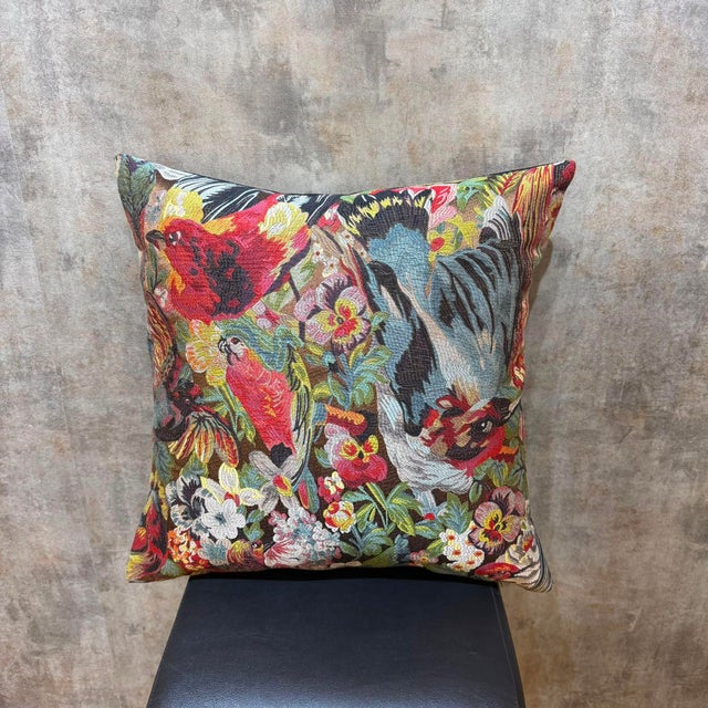 Jungle Bird Woven Cushion Cover For Sale - Image 11 of 12