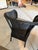 Set of 5 Lamberts Black Wicker Arm Chairs With Custom Perennials Seat Cushions For Sale - Image 13 of 14