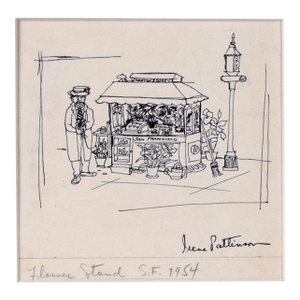 "Flower Stand s.f. 1954" - Vintage Illustration by Irene Pattinson