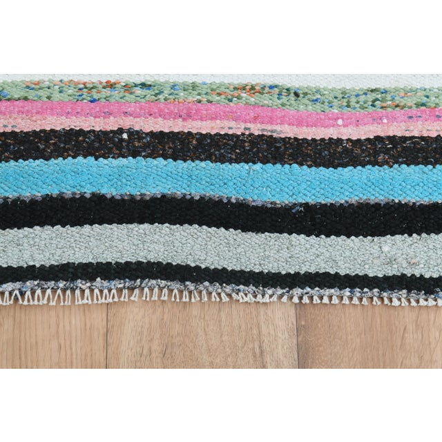 Striped Colorful Kilim Turkish Vintage Runner Rug For Sale - Image 4 of 11
