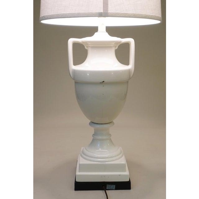 X Large Hollywood Regency Neoclassical Modern Trophy Urn Porcelain Ceramic Table Lamp 1960's For Sale - Image 12 of 12
