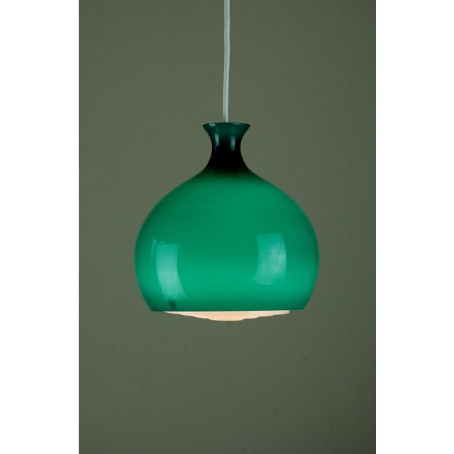Green Glass Onion Pendant Lamp by Helge Zimdal for Falkenbergs Lighting, 1960s For Sale - Image 8 of 14