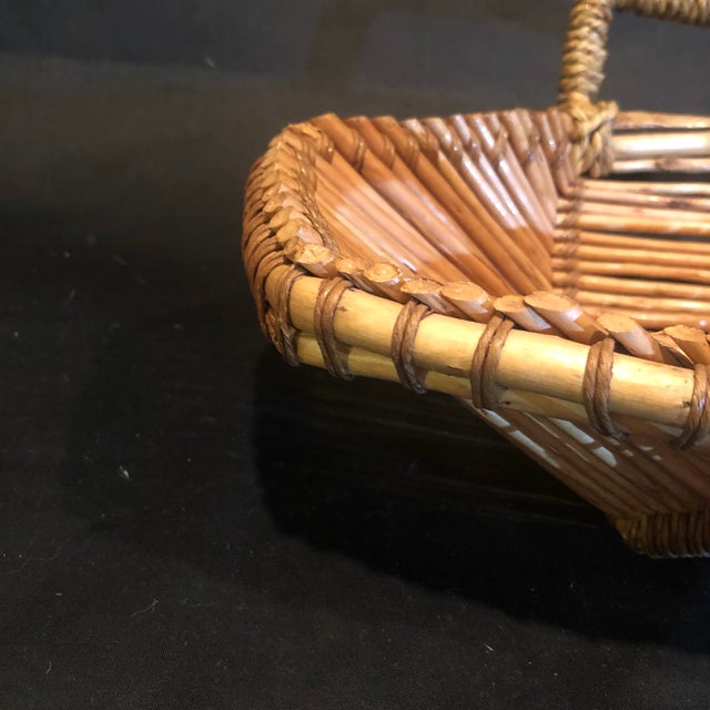 Vintage Octagon Wicker Basket With Handles | Chairish
