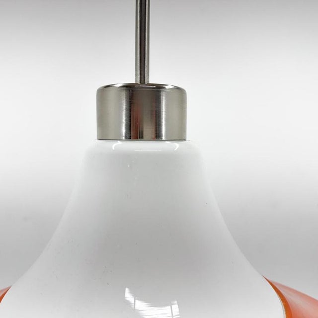 1970s Mid-Century Opaline Glass and Metal Pendant Light, 1970s For Sale - Image 5 of 10