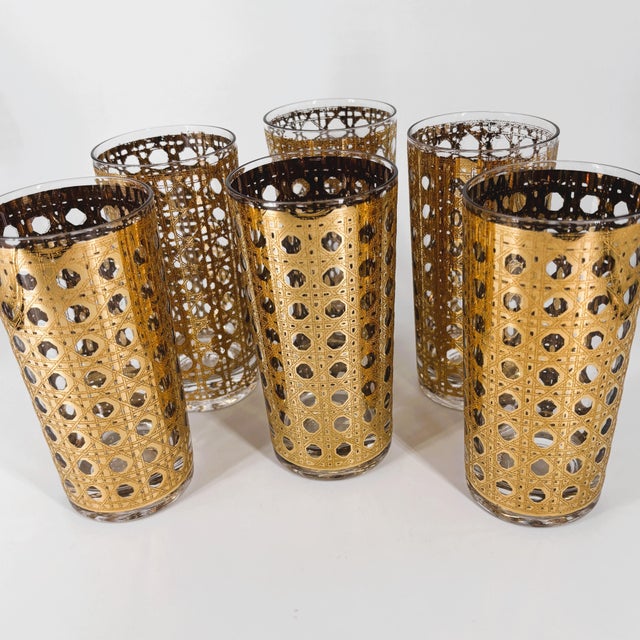1960s 1960s Mid-Century Modern Culver Cannella 22k Gold Highball Glasses - 7pcs For Sale - Image 5 of 9
