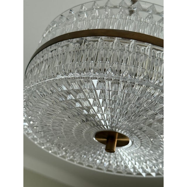 Mid-Century Glass and Brass Hallway Pendant by Carl Fagerlund for Orrefors, 1960s For Sale - Image 6 of 9