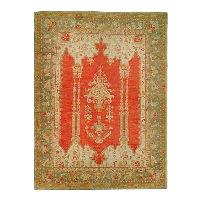 Zabihi Collection Turkish Antique Oushak Carpet For Sale
