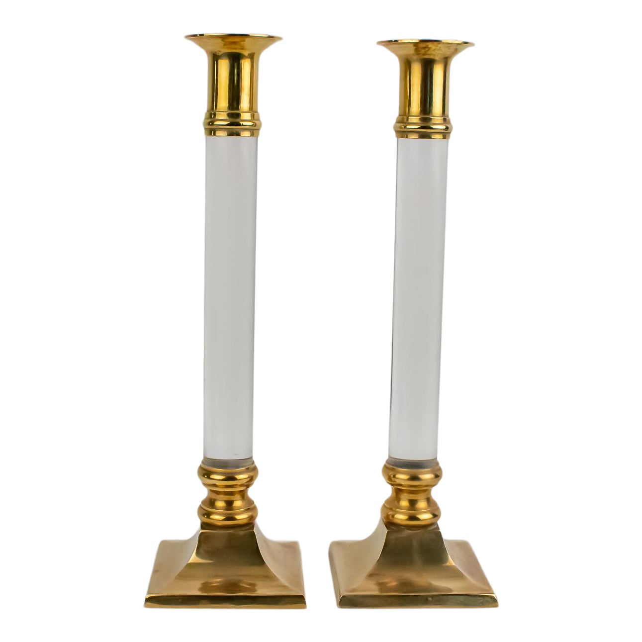 Vintage Lucite and Brass Candlestick Holders a Pair Chairish