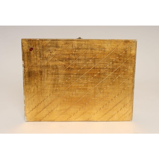 Large Vintage Italian Florentine Baroque Turquoise and Gilt-Wood Jewelry Box For Sale - Image 9 of 17