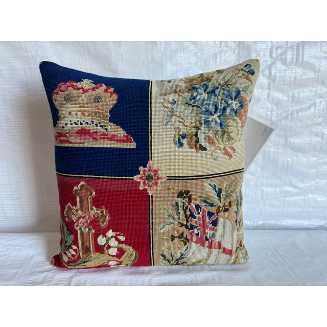 Immerse your space in elegance with the English Needlework Pillow, sized at 16" x 16'. This finely crafted accent piece...