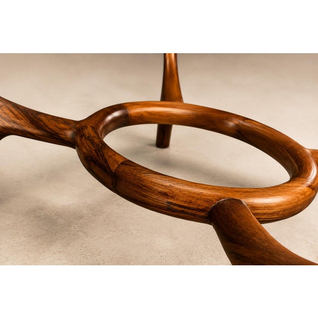 Giuseppe Scapinelli Round Coffee Table in Caviúna Wood & Glass by Giuseppe Scapinelli, Brazil, 1950s For Sale - Image 4 of 18