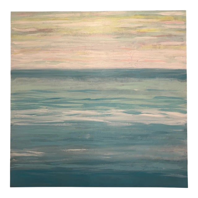 “Lost in the Caribbean,” Abstract Seascape on Birch Panel, Signed, Dated For Sale