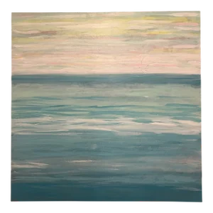 “Lost in the Caribbean,” Abstract Seascape on Birch Panel, Signed, Dated