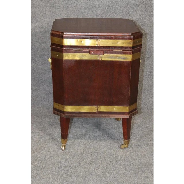 Wood Antique Solid Mahogany Brass Bound Campaign Style Wine Cellarette For Sale - Image 7 of 9