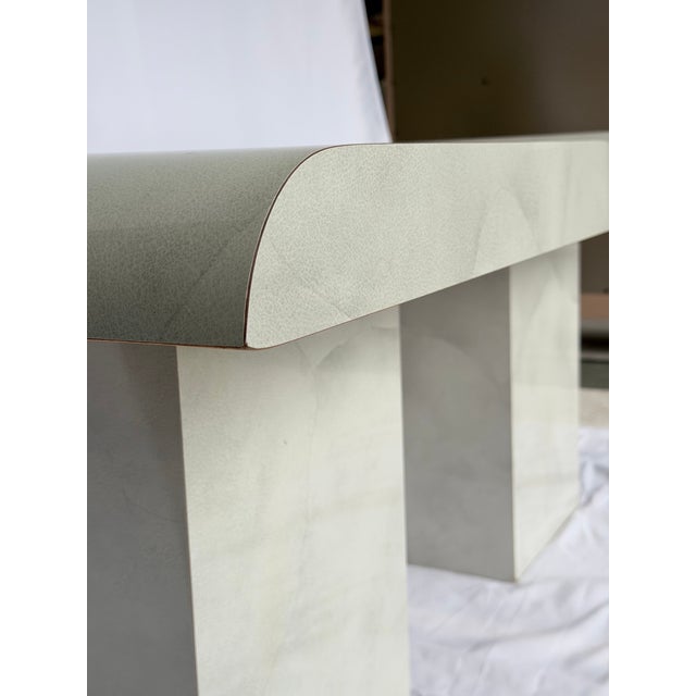 Pair of 1980s Postmodern Faux Carrara Marble Waterfall End Tables For Sale In New York - Image 6 of 8
