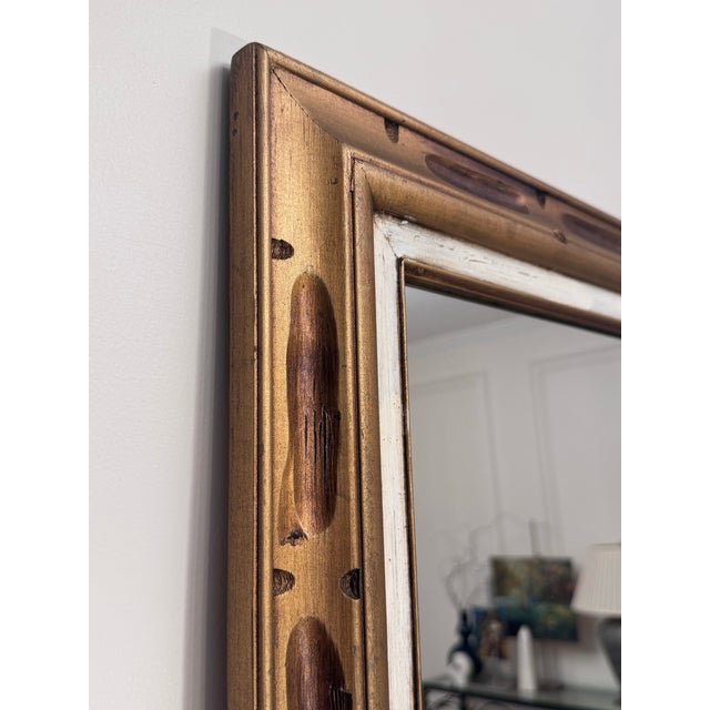 Vintage Mid Century Hollywood Regency Gold and White Wall Mirror. For Sale - Image 12 of 12
