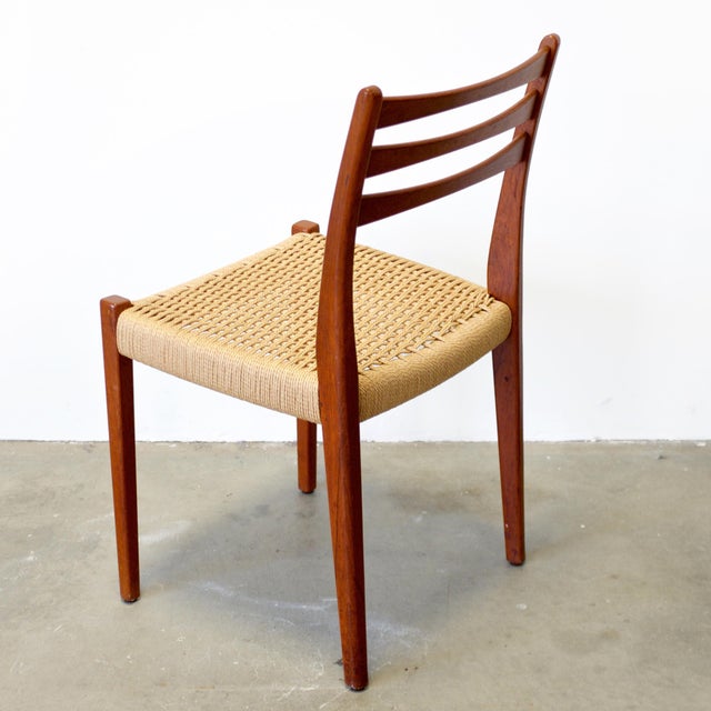 1950s Svegards Markaryd Set of 4 Teak Dining Chairs With Danish Cord Seats For Sale - Image 12 of 14