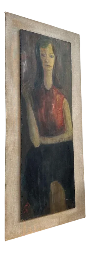 Flemish Artist, Female Portrait, Painting on Wood, 1950s