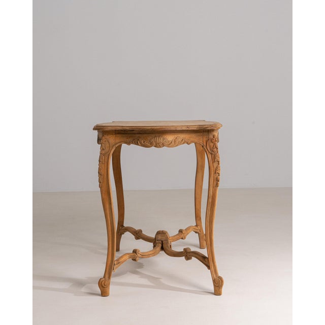 1880-1889 France Weathered Whitewash Carved Cerused Oak Console For Sale - Image 9 of 11