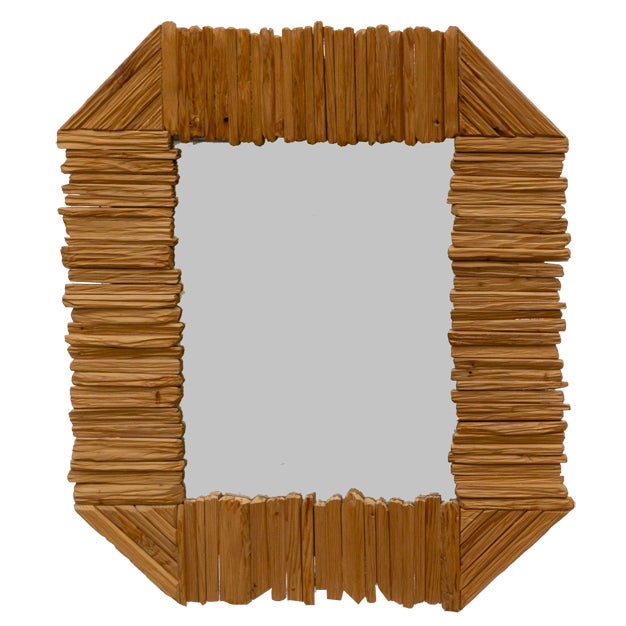 Backlit Mirror with Wooden Frame, 2010s For Sale