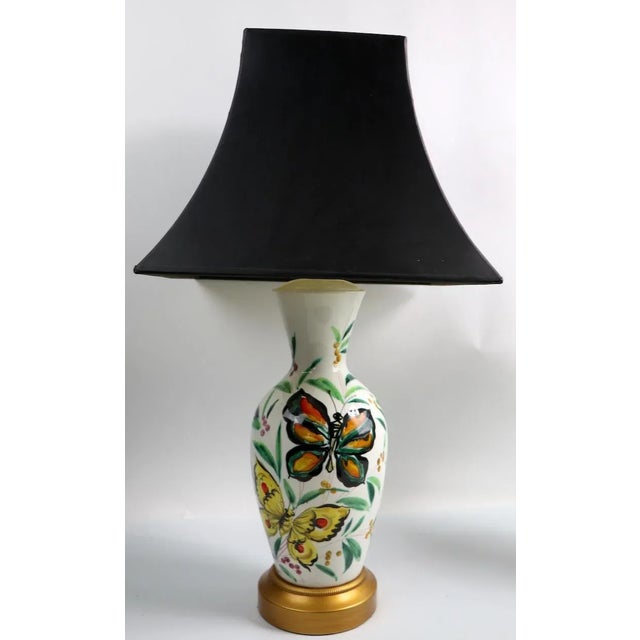 Porcelain Table Lamps With Butterflies - a Pair For Sale - Image 4 of 13