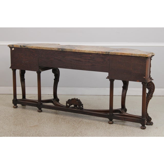 Vintage Carved Walnut Marble Top Sideboard For Sale - Image 18 of 18