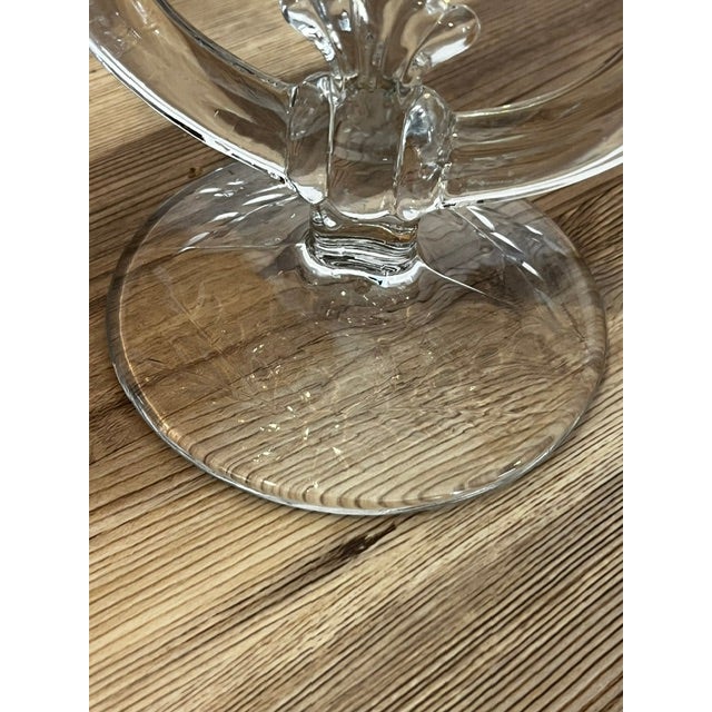 1930s Antique Mid-Century Modern Paden City Lucy Pattern Clear Glass Twin Arm Double Candelabras - Pair For Sale - Image 5 of 10