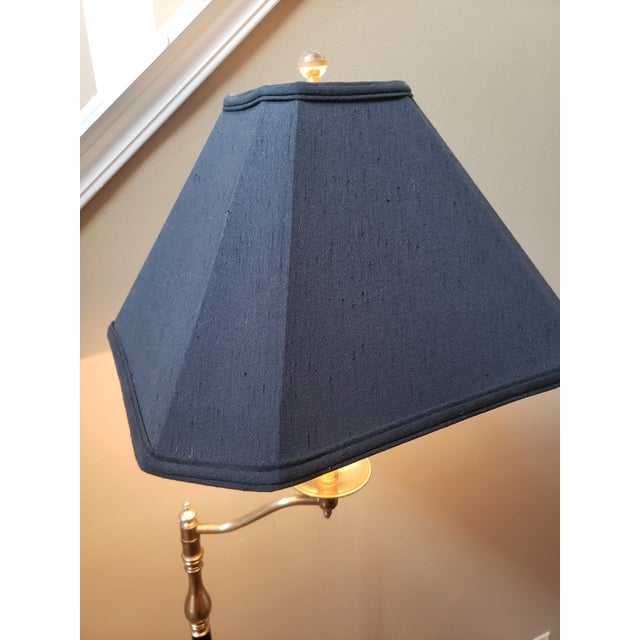 Late 20th Century Frederick Cooper Brass & Black Regency Floor Lamp