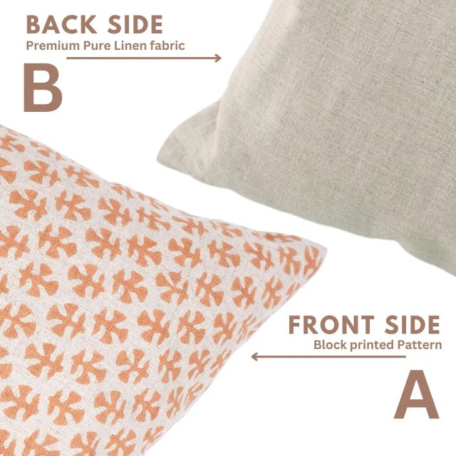 Fabdivine Cozy Throw Pillow Covers Handmade Block Print for Bedroom & Living Room Size 24x24- Bindika For Sale - Image 4 of 5