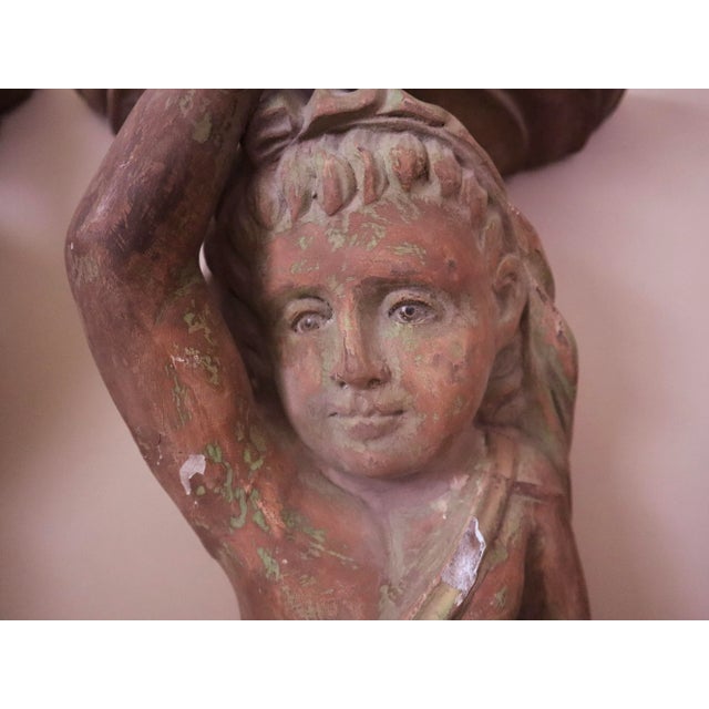 Early 20th Century Pair of Wood Carved Caryatids For Sale - Image 5 of 8