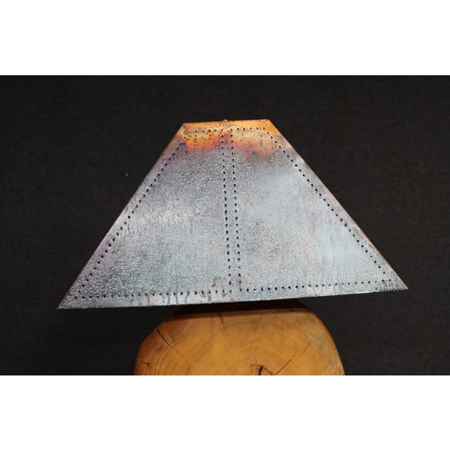 Mid 20th Century Mid Century Modern Oversized Live Edge Wood Table Lamp With Patinated Copper Shade For Sale In Philadelphia - Image 6 of 12