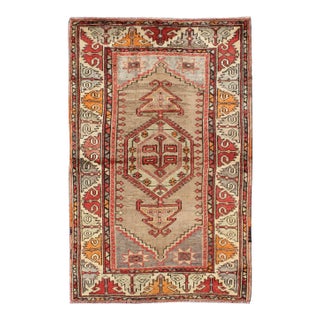 Colorful Vintage Turkish Oushak Rug With Geometric Design 3'4 X 5'4 For Sale