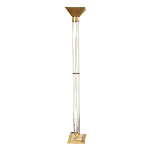 Vintage Brass and Acrylic Glass Floor Lamp from Belgo Chrom, 1970s For Sale