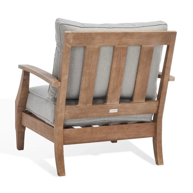 Wood Martinique Wood Patio Armchair - Natural/Grey For Sale - Image 7 of 11