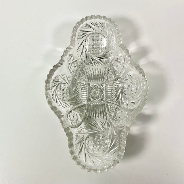 Late 1800s Antique Boho Chic Hollywood Regency American Brilliant Cut Relish Serving Dish. For Sale - Image 9 of 10