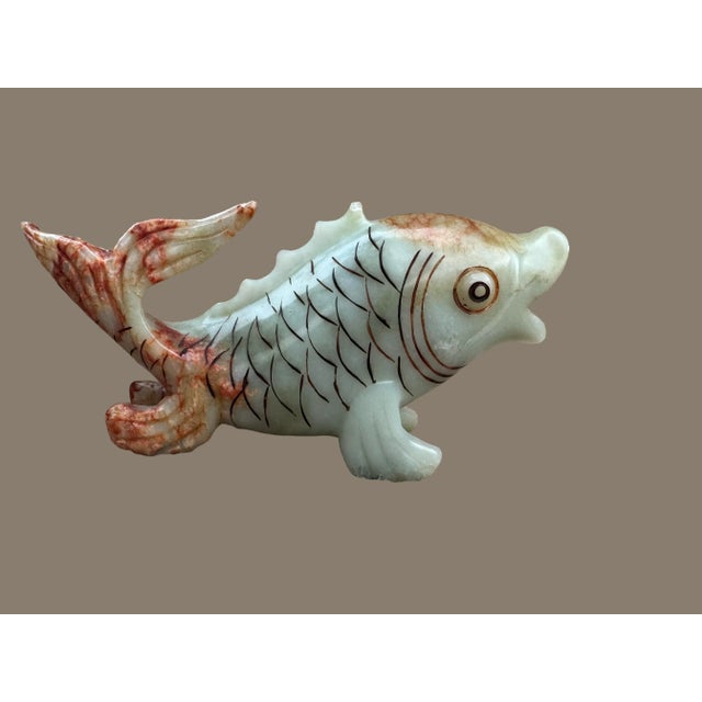 Carved Celadon Jade Koi Fish For Sale In Greenville, SC - Image 6 of 6