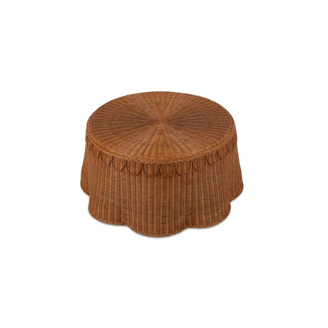 Sharland England Rattan Adeline Round Scallop Coffee Table For Sale - Image 6 of 8