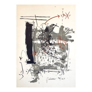Igael TumarkinIsraeli Tumarkin Abstract Modernist Graffiti Art Lithograph Print "Broken Hour", c.1959