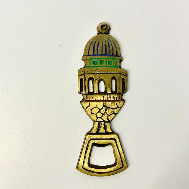 1970s Vintage Boho Chic Italian Mediterranean Brass Artechetural Bottle Opener. For Sale - Image 6 of 8