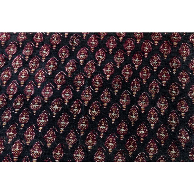 1900 - 1909 Doris Leslie Blau Antique Indian Navy Blue With Burgundy Rug - c. 1900 Agra For Sale - Image 5 of 8