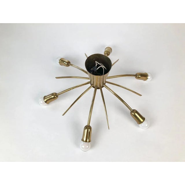 1950s Mid-Century Sun Brass Ceiling Lamp, 1950s For Sale - Image 5 of 6