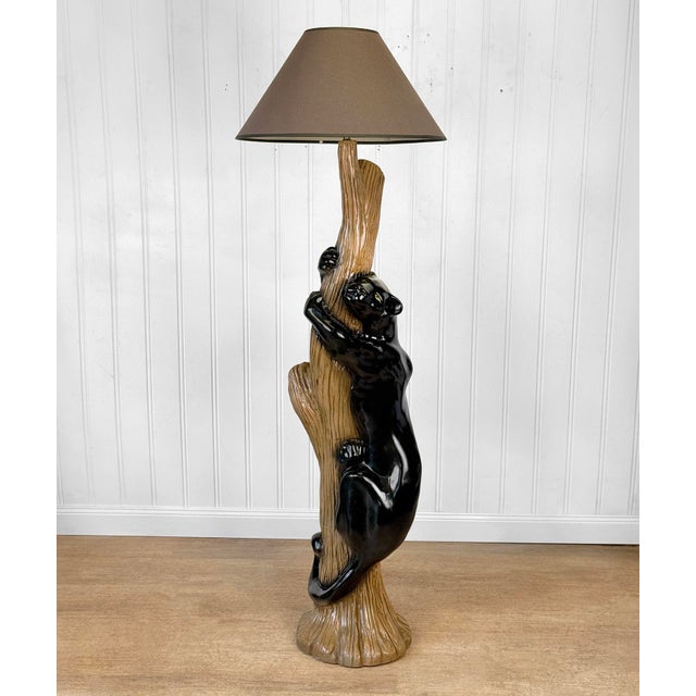 Mid-Century Modern Mid-Century Panther Climbing Tree Floor Lamp For Sale - Image 3 of 10