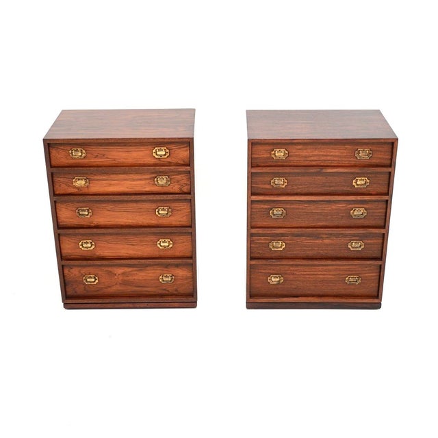 A stylish and exceedingly rare pair of Danish vintage bedside chests by Henning Korch. This is the model 103 ‘Alabama’...