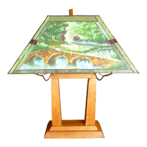 1990s Augusta National/Masters Golf 12th Hole Slag/Stained Glass Desk Lamp