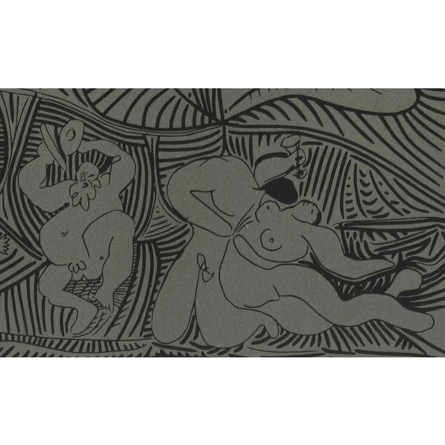 Pablo Picasso 1962 Pablo Picasso Linocut Engraving "Bacchanal With Pair of Lovers and Owl" For Sale - Image 4 of 9