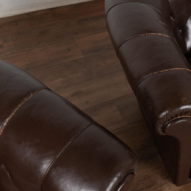 20th Century Vintage Brown Leather Club Chairs, Denmark For Sale - Image 6 of 12