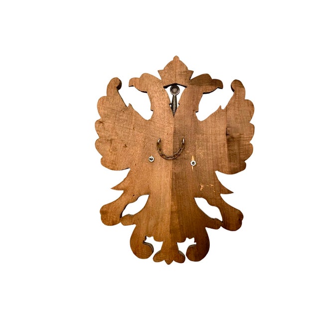 Late 20th Century Shield Double Headed Eagle Hand Carved Wood With Sword Plaque Vintage Coat Arms For Sale In Tulsa - Image 6 of 6