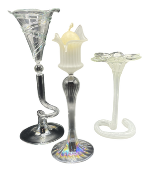 Vintage Blown Glass Candlesticks, 1950s, Set of 3