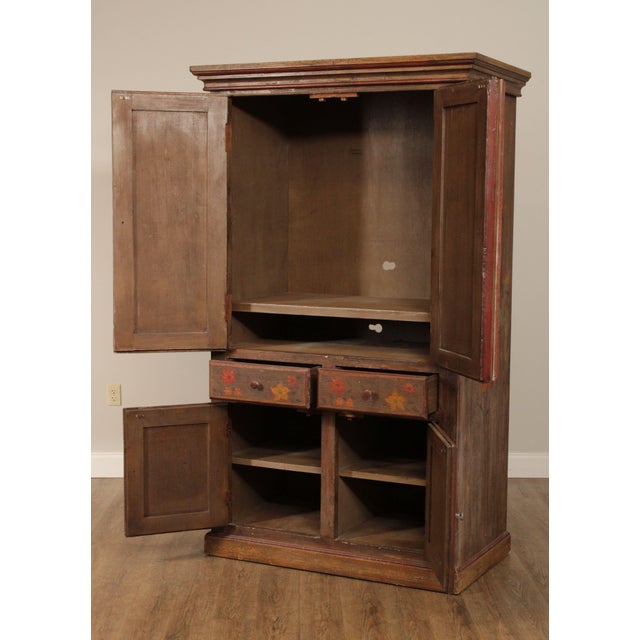 Custom Folk Art Hand Painted Pine TV Armoire Chairish